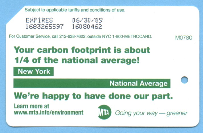 2008 Green MetroCard - Carbon Footprint